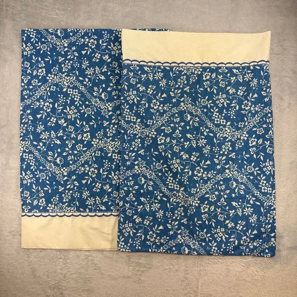 Vintage Block Print Floral Muslin Standard Pillowcases Set of 2  G